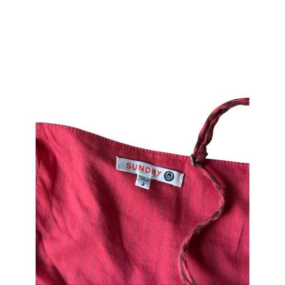 Anthropologie Sundry Elena Tiered Midi Dress size 2 Red Striped Sleeveless - Picture 4 of 10